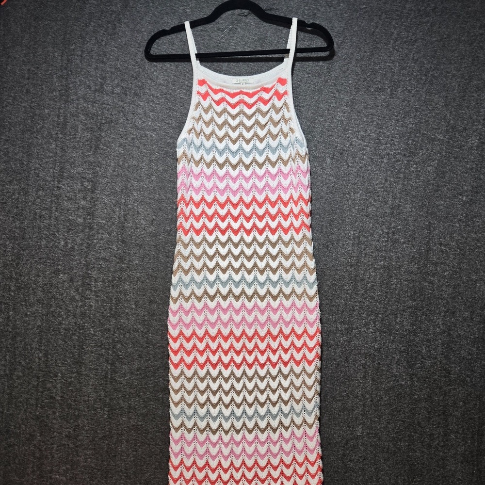 Z Supply Multicolor Chevron Knit Maxi Dress Square Neck Beachy Boho‎ Size Medium